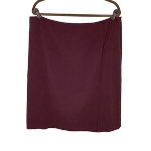 MM Lafleur Skirt Womens 1X Burgundy Brown Slit Pencil Knee Length Zip Mulberry